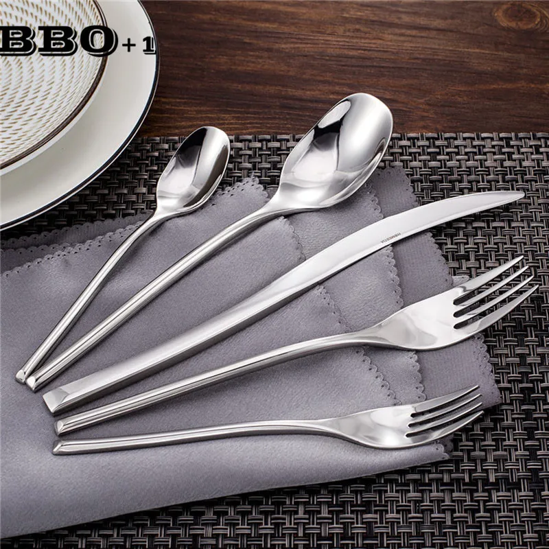 

4pcs/set Stainless Steel Dinnerware set Kitchen Cutlery Dinner Knife and Fork Spoon Party Tableware Services Restaurant Flatware