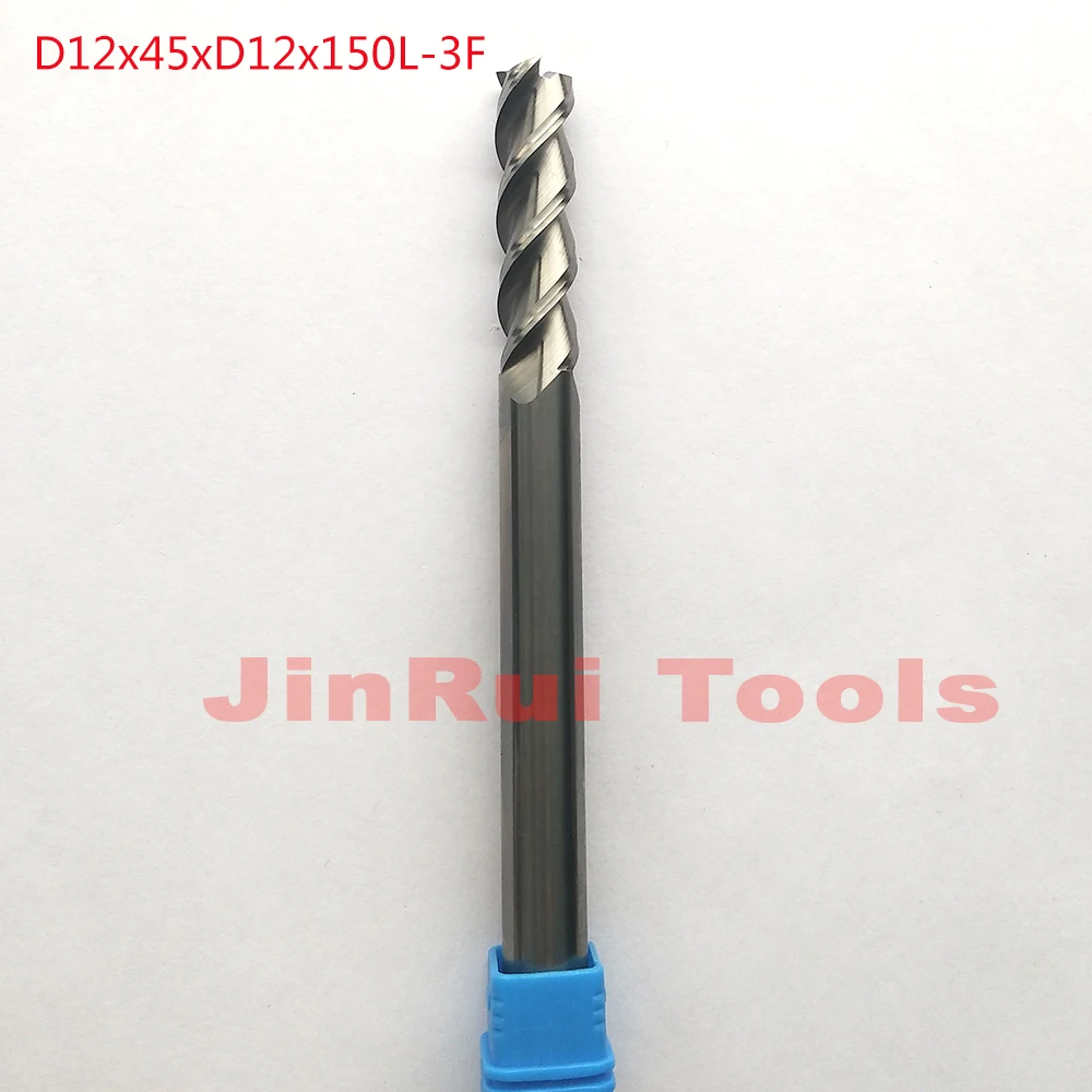 Jerray 1 шт. D12 * 45 * D12 * 150 HRC50 3 флейт Твердый плоский конец Дробилки для Алюминий фрезерные Резаки для SIM-карт фрезы