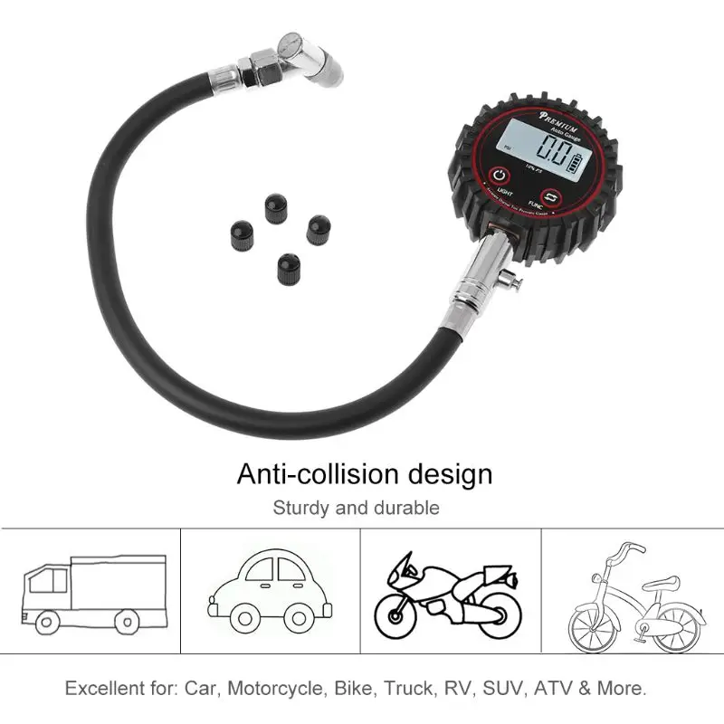ЖК-дисплей цифровой датчик давления воздуха в шинах 200 PSI Высокая точность барометры инструменты мониторинга тестер для Автомобиль Мотоцикл велосипед