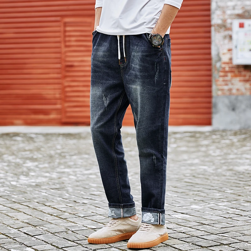 

2018 New Free Shipping Fashion Dark Blue Color Slim Leisure & Casual Brand Jeans Men Hot Sale Denim Cotton Plus Size M-8XL Jeans