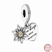 Снежинка Сердце Мотаться бусины для женщин ювелирные изделия в 925 пробы серебро и 14ct золото с четкими CZ DIY Fit PANDORA талисманы FL480K