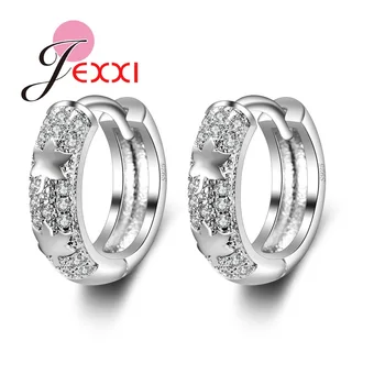 

Women Stamped 925 Sterling Silver Cubic Zirconia Crystal Hoop Earrings For Fashion Wedding Accessories Wholesale Earring