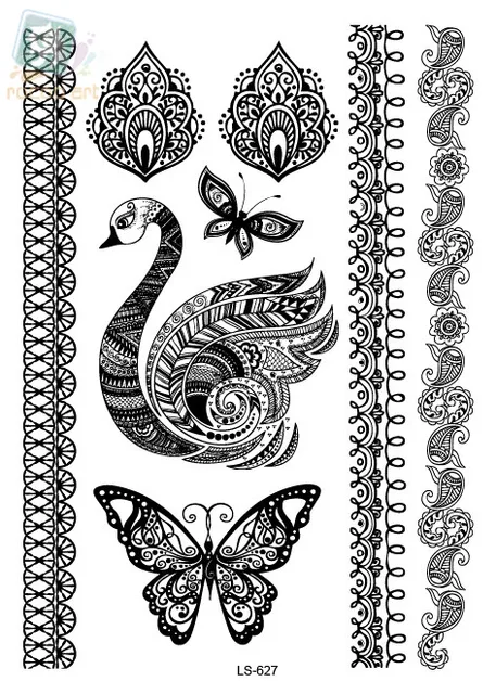 ls627 latest indian design black butterfly swan henna ink lace ls627 latest indian design black butterfly swan henna ink lace