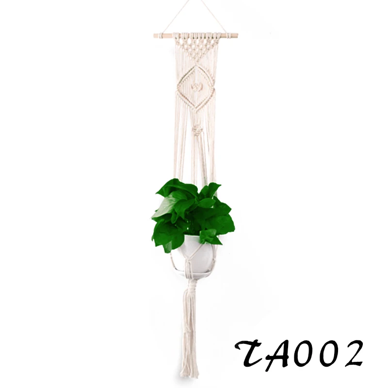 Вешалка для растений Комнатное Настенное подвесное Кашпо Корзина макраме джутовая веревка Бохо хипинпи домашний декор ручной работы плетеный цветочный горшок - Цвет: TA002