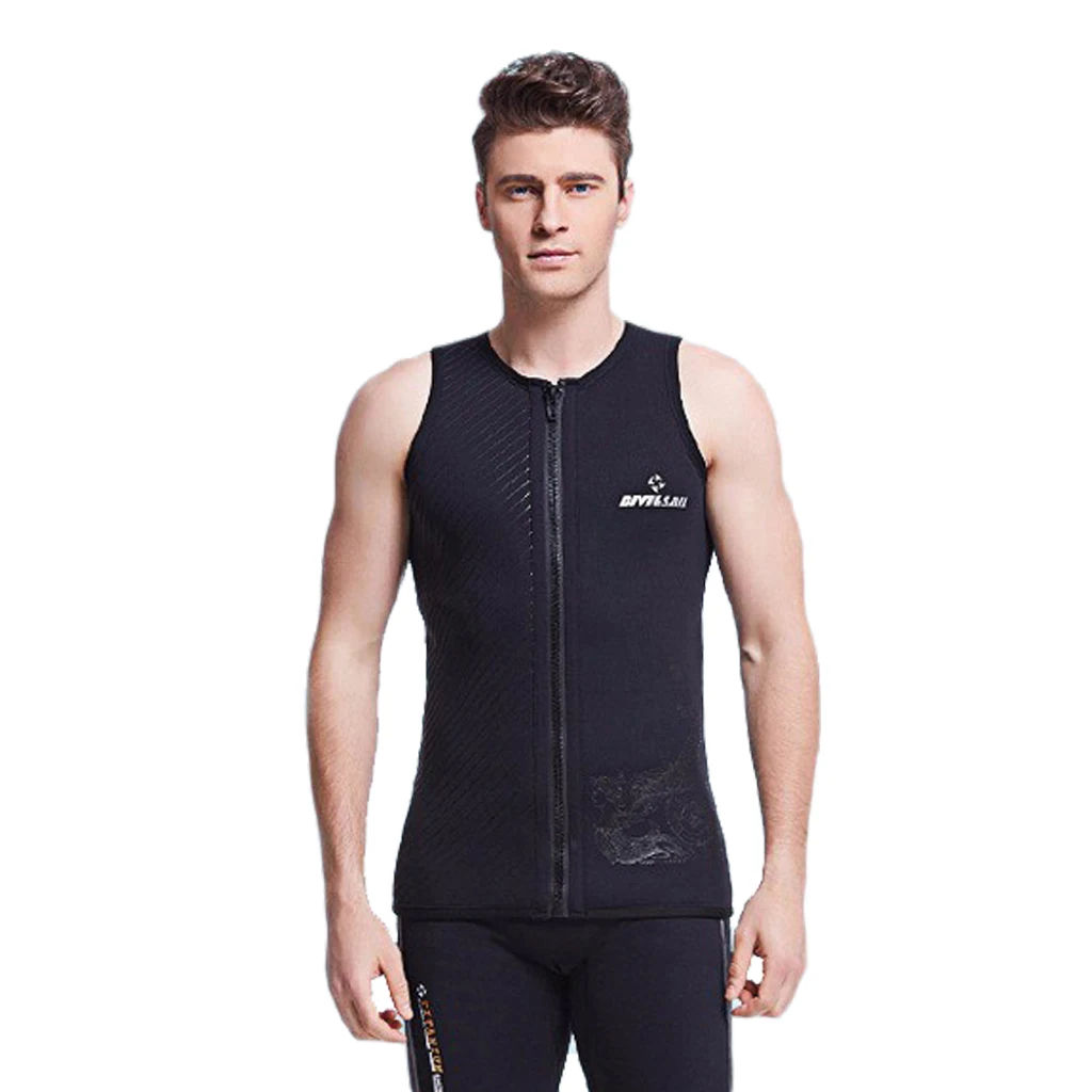 3mm Neoprene Mens Wetsuits Top Premium Sleeveless Wetsuit Jumpsuit Vest for Scuba Diving Surfing Snorkeling Black