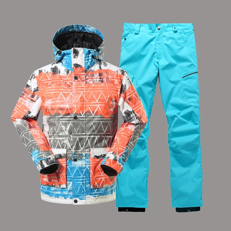 Gsou зимние впечатление для мужчин лыжный костюм супер теплая одежда лыжный спорт сноуборд куртка ветрозащитный waterproo+ теплый брюки - Цвет: q6