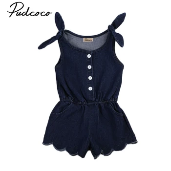 

2018 Brand New Sexy Newborn Toddler Infant Kids Baby Girls Romper Jumpsuit Outfits Denim Set Straped Sleeveless Sunsuit Playsuit