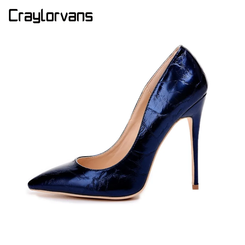 

2019 NEW ARRIVE Navy Blue Metal Texture Top quality High Heels for Women Italy Sexy Design Women Shoes Sexy Ladies Party Shoes