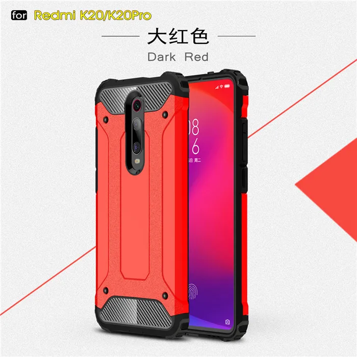 Для Xiao mi Red mi K20 Pro Чехол сверхпрочный ударопрочный Жесткий PC+ TPU Прочный двухслойный защитный чехол для Xiaomi mi 9T mi 9T задняя крышка - Цвет: red