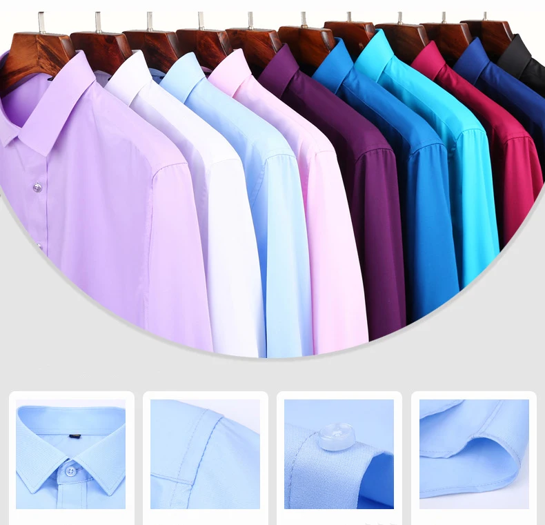 Высококачественная классическая Стильная мужская рубашка из бамбукового волокна, одноцветная Мужская рубашка для офиса, легкая в уходе(обычная посадка