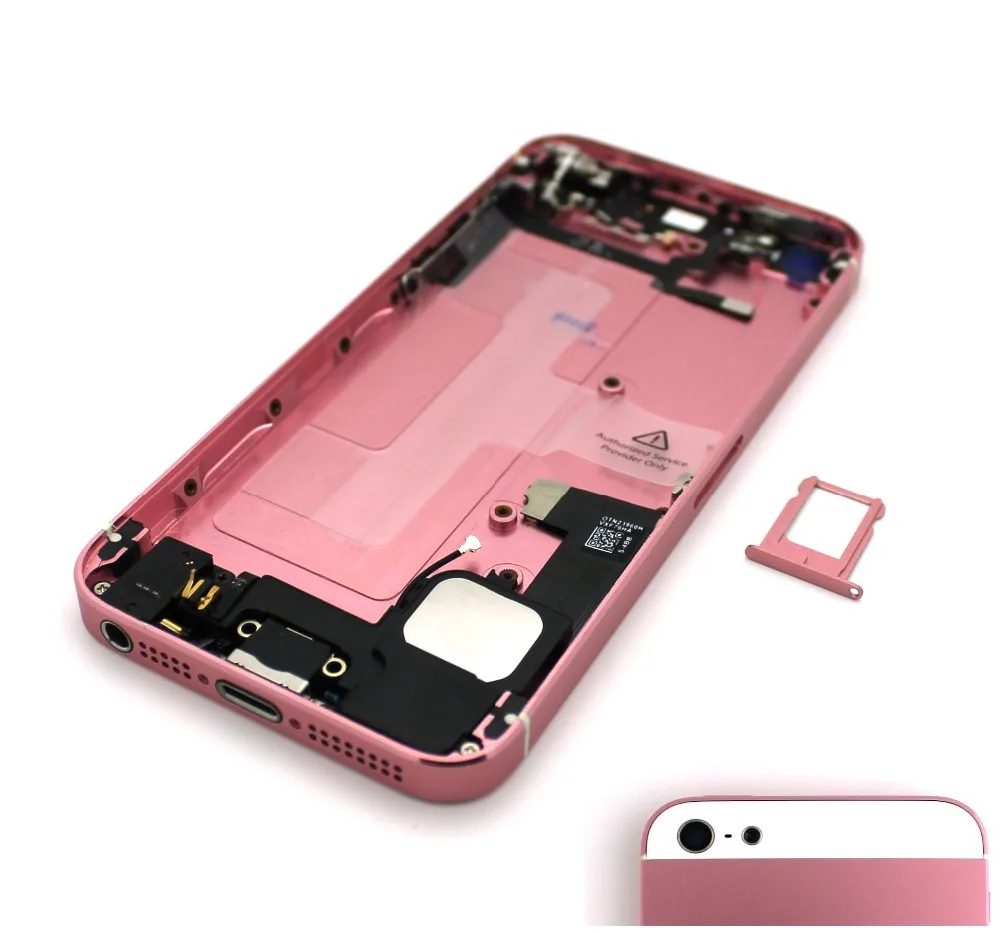 New BABY PINK White Glass Middle Frame Full Assembled Complete Back Cover Housing Assembly Replacement for