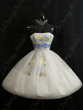 2017 neue 50er 50 s Baby Blue Geraffte Perlen Strass Chiffon Organza Partykleid Abendkleid