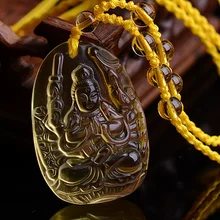 Новая точка желтый кристалл кулон авалокитесвара Будда кулон патрон мужских и женских крыс