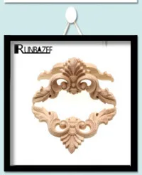 RUNBAZEF SRose цветочные деревянные наклейки с резьбой угловой аппликацией украшение для рамки деревянные фигурки шкаф декоративные поделки