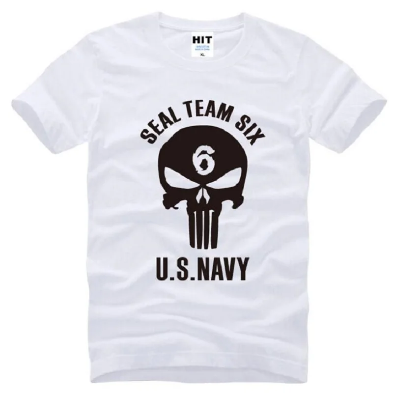Мужская футболка с принтом в виде черепа Seal Team Six новая хлопковая коротким