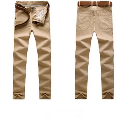 Летние Стильные мужские длинные брюки для отдыха мужские брюки средней талии вымытые тонкие длинные брюки плюс размер - Цвет: Khaki