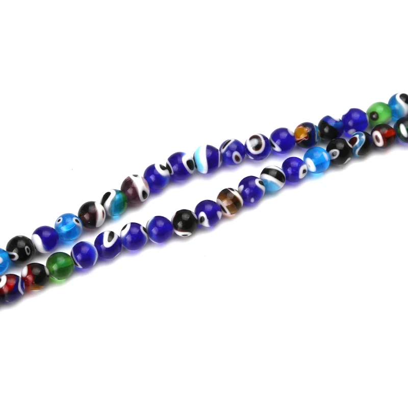 

1 Strand 8mm Colorful Round Glass Beads Fashion Turkish Evil Eye Charm DIY Beads Jewelry Making Findings Components