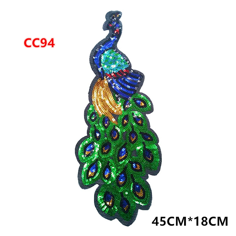 

Fashion Embroidered color Sequins Peacock patch Hot-melt soluble applique T-shirt Tuxe do clothing Accessories CC94