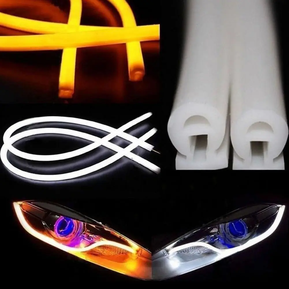 New 2pcs 45cm/60cm Flexible Car Soft Tube Led Strip Light Eye Drl Daytime Running Car Lamp 5 Color - Led Strip - AliExpress