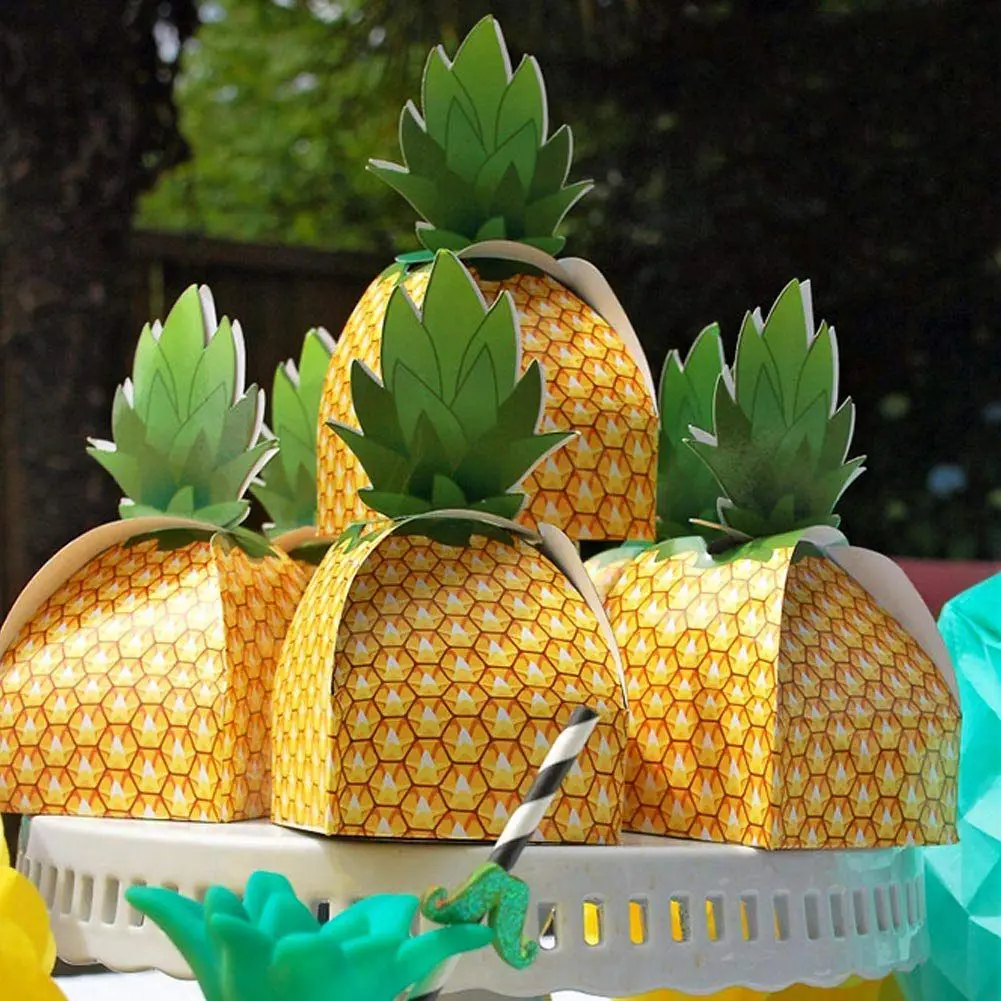 

48pcs Pineapple Favors Boxes 3D Large Pineapple Gifts Boxes for Hawaiian Tropical Party Decorations Luau Pineapple Pa
