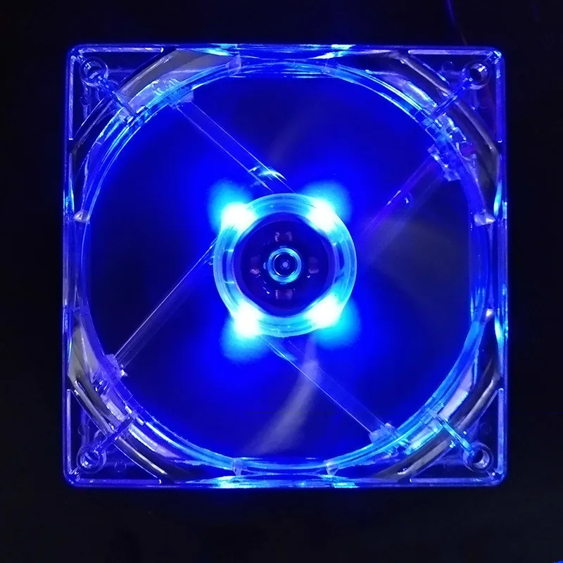 

pc computer fan 80mm with 4ea led 8025 8cm silent DC 12V LED luminous chassis molex 4D plug axial fan