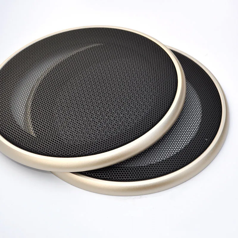 

WLKE 2pcs 4.2 inch Gold Circle Speaker Protective Grille Decorative with DIY for Car Sound Box Speaker Grill Metal Mask