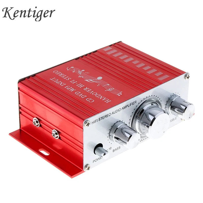 Kentiger HY2001 автомобильный усилитель 12V Мини HiFi 2CH цифровой стерео Выход Мощность усилитель 3,5 мм аудио сабвуфер музыкальный плеер для ПК