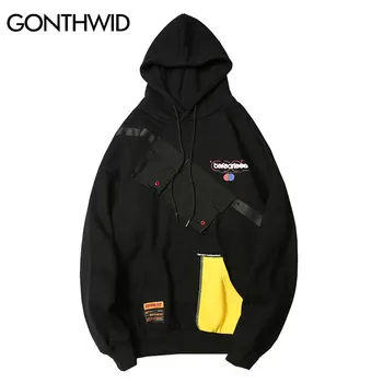 

2019 Diagonal Multi-Pockets Fleece Hoodies Men Women Casual Hooded Streetwear Sweatshirts Hip Hop Fashion Male Tops Hoodie