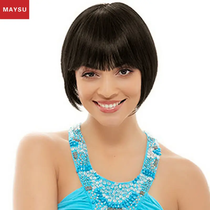 

MAYSY Short Bob Wigs For Black Women Synthetic Wigs For Black Women top Quality Black Wig Kanekalon Fiber Wig Free Shipping