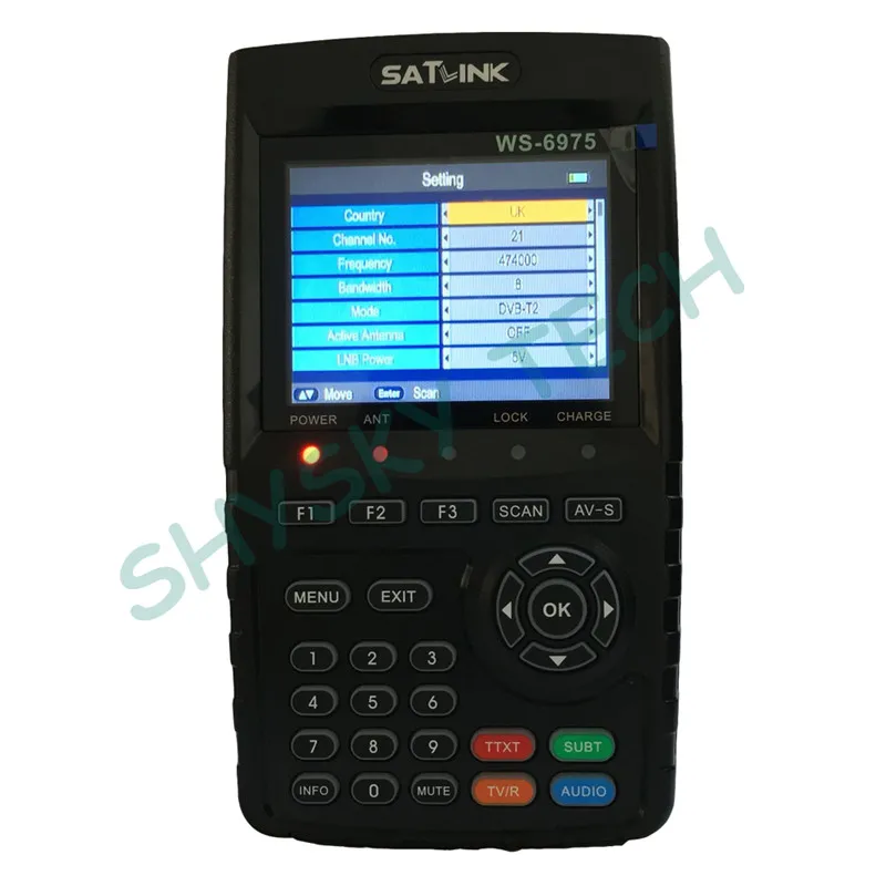 [Подлинный] SATLINK WS-6975 DVB-T2 цифровой наземный измеритель сигнала Finder с MPEG-2/MPEG4 H.265 поддерживает QPSK