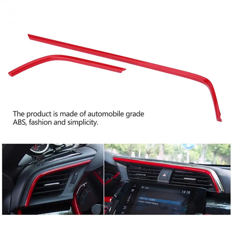 2 шт. красный ABS Авто аксессуары интерьер воздуха на выходе рамка Крышка Накладка для Honda Civic 10th
