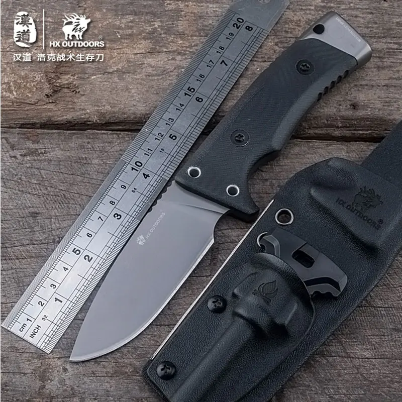 Baratos HX al aire libre buen cuchillo de hoja recta Mango antideslizante cuchillos D2 Acero inoxidable EDC herramientas supervivencia caza Camping herramienta al aire libre
