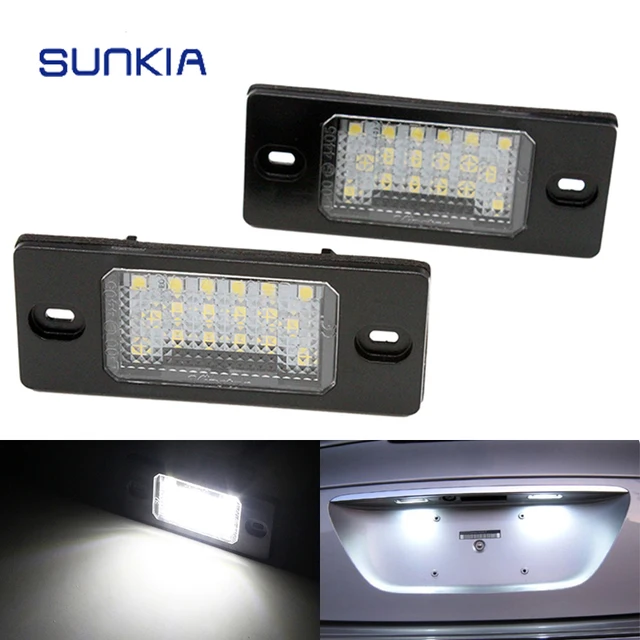 US $9.83 2PcsSet SUNKIA Canbus Error Free White 18SMD LED Number License Plate Lights For VW Touareg Tiguan