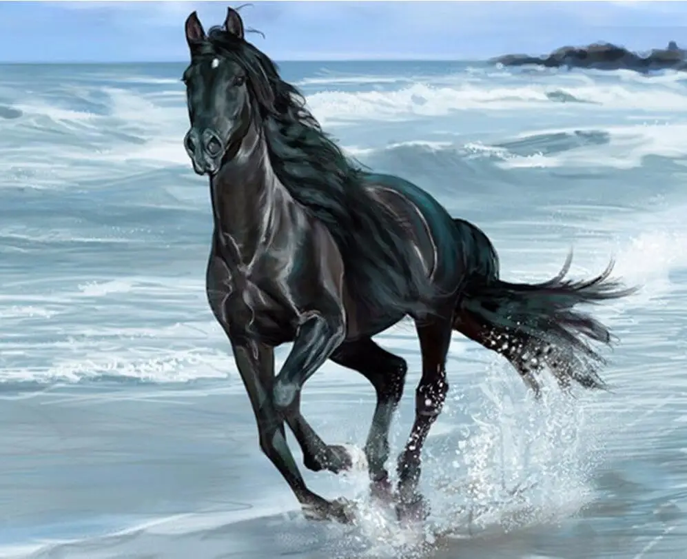 5d алмазная живопись полная дрель лошадь, алмазная вышивка животное, алмазная живопись животное бегущая лошадь инструмент - Цвет: A7034