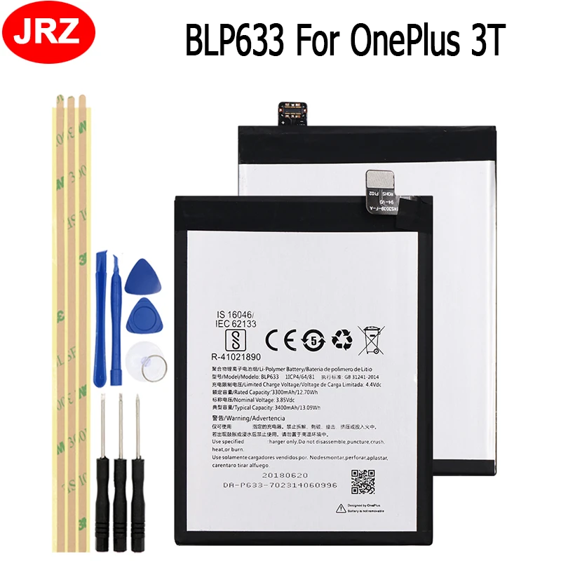 

BLP633 For OnePlus 1+ 3T Phone Battery 3400mAh Hight Capacity For OnePlus 3T A3003 A3010 Replacement Batteries with Tools Set