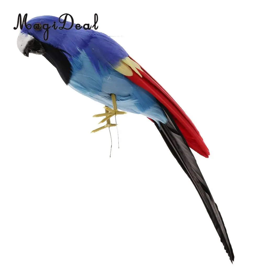 12'' / 30cm Decorative Feather Parrot Model Artificial Bird Statue Macaw Figurine Fancy Dress Props Garden Lwan Tree Decor