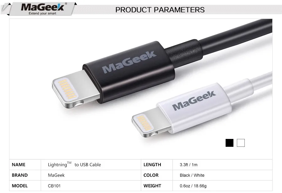 MaGeek MFi Сертифицированный Lightning-USB кабель 1 м кабель для синхронизации данных и зарядки для iPhone Xs Max X 8 7 6 5 5S 5C 6 iPad