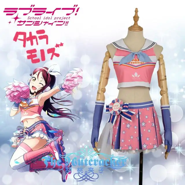 [VOORRAAD] 2018 Anime Liefde Live! Sunshine Sakurauchi Riko Cheerleader Uniform Lolita Cosplay Kostuum Voor Halloween Gratis Verzending