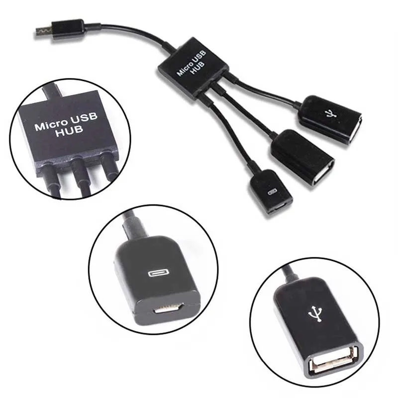 Новый Популярный 3 в 1 микро USB концентратор штекер гнездо и двойной хост 2 0 OTG