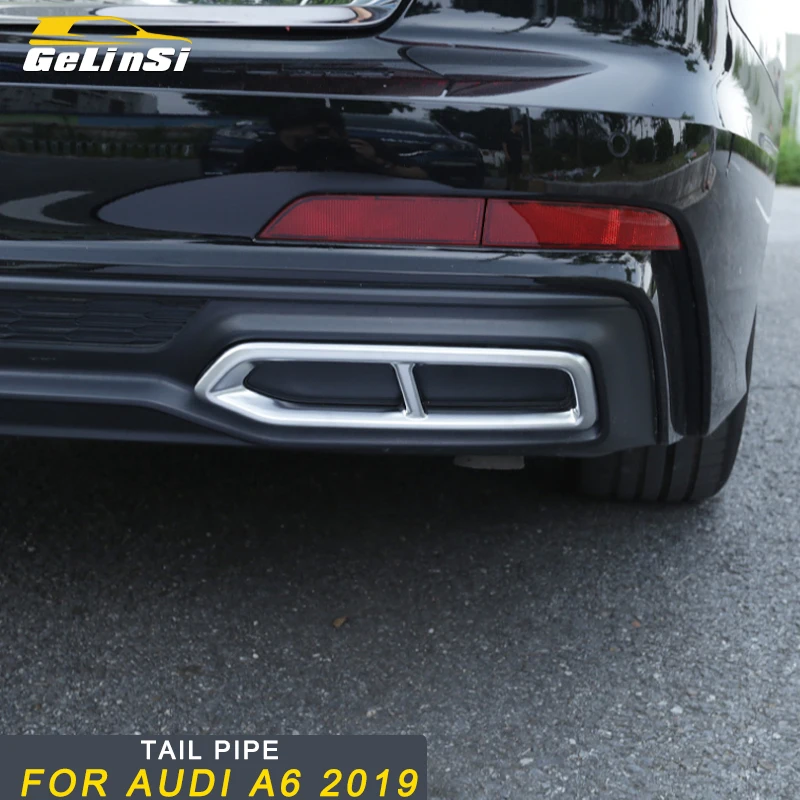 

Gelinsi For Audi A6 2019 Car Styling Tail Pipes Exhaust Pipe Silencer Frame Cover Trim Sticker Exterior Accessories