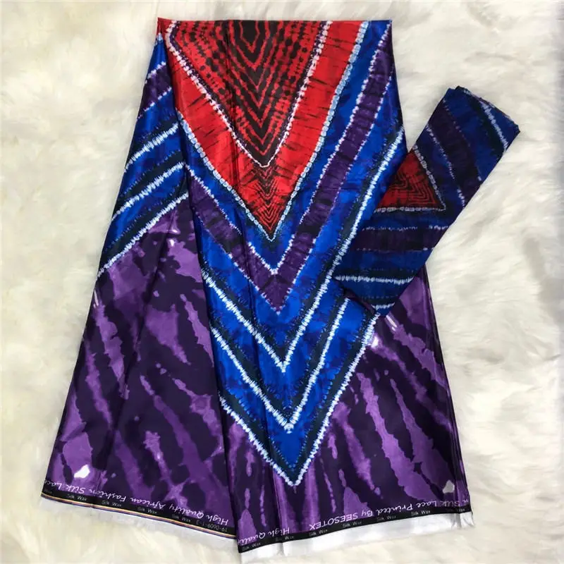 

2+4yards satin silk with chiffon fabric soft african fabric for dress ankara fabric african wax prints fabric LP30