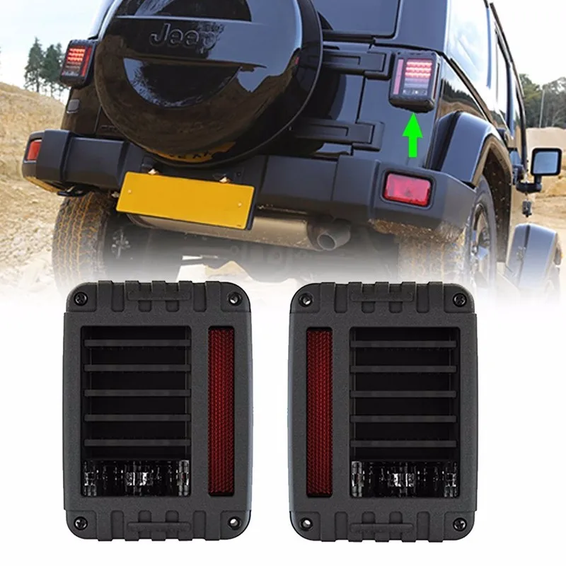 2X Plug & Play LED Brake Tail Lights Bulb For 07-15 Jeep Wrangler JK Rear Turn Singal Reverse Conversion Lights Assembly