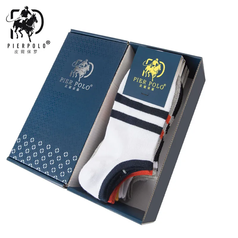 Мужские хлопковые носки PIERPOLO летние короткие в полоску meias 2019|men's socks short|striped mensmen