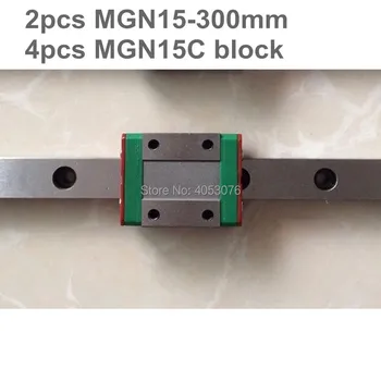 

Linear guide MGN15 miniature linear rail slide 2pcs MGN15- 300mm linear rail guide +4pcs MGN15C carriage for cnc parts