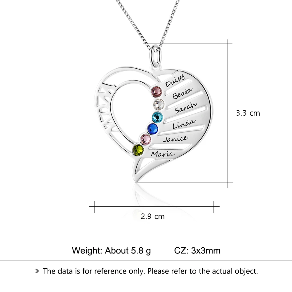 Ожерелья на заказ 925 стерлингового серебра подвески в виде сердца выгравированное имя ожерелья камень DIY подарок матери(lam hub fong