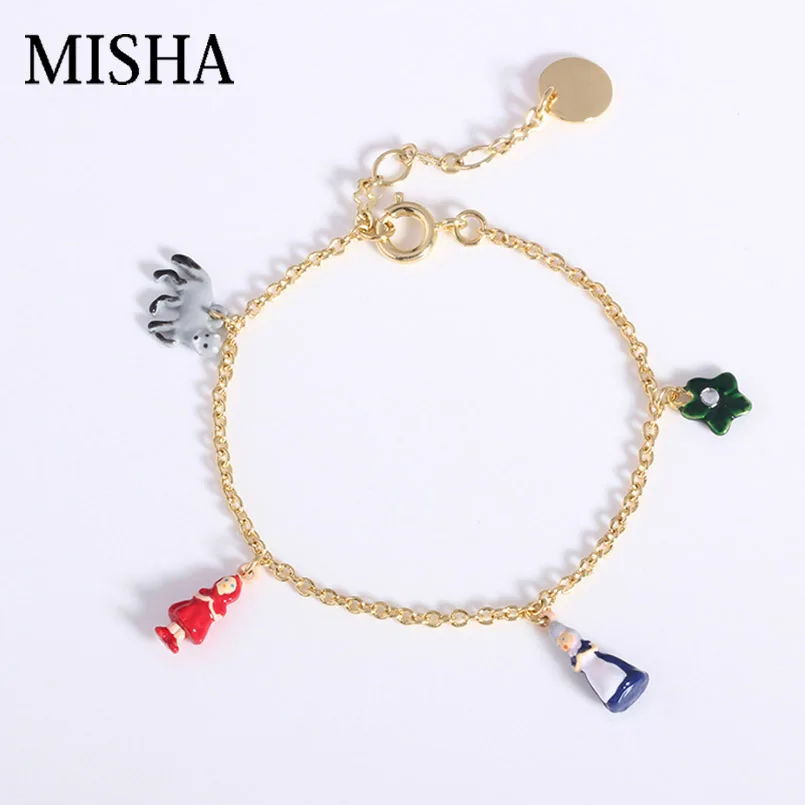 

MISHA 2019 Hot selling Vintage Synthetic Gems Bracelet For princess Cute Handmade Jewelry For Women Accessories Love Gift 597