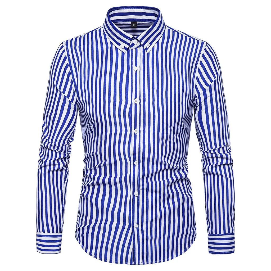 

Men's autumn and winter stripes new fashion print long-sleeved shirt Slim comfortable long-sleeved shirt casual wholesale