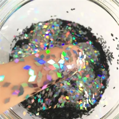 Ультра-тонкая прозрачная PET Блестки 3 мм Алмазный Лазерный блеск 3D блестка для ногтей Eo-Friendly свободные блестки украшения для ногтей 10 г