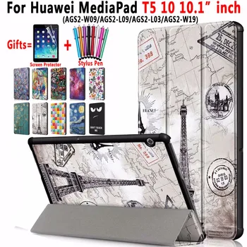 

Premium Painted /Solid Leather Magneti Cover for Huawei MediaPad T5 10 10.1" AGS2-W09/L09/L03/W19 Case Funda Coque Shell