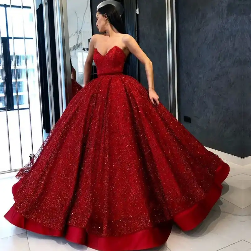 floor length red gown